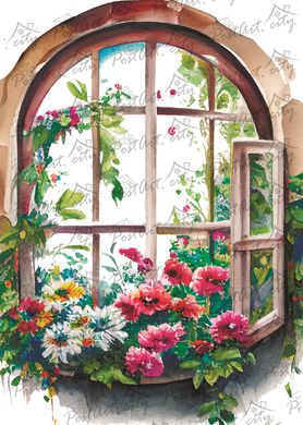 Window with flowers (23-3)