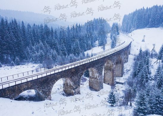 Viaduct in Vorokhta. Winter