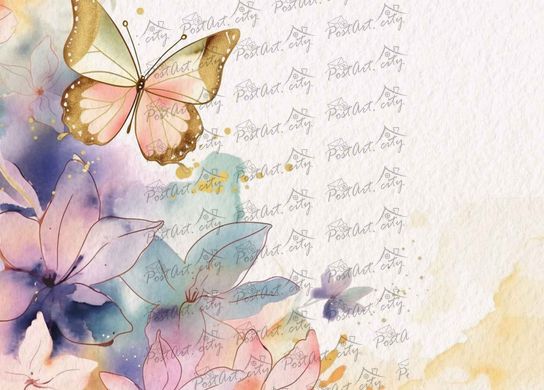 Метелики у квітах (24-13) (дизайнерський картон, льон)