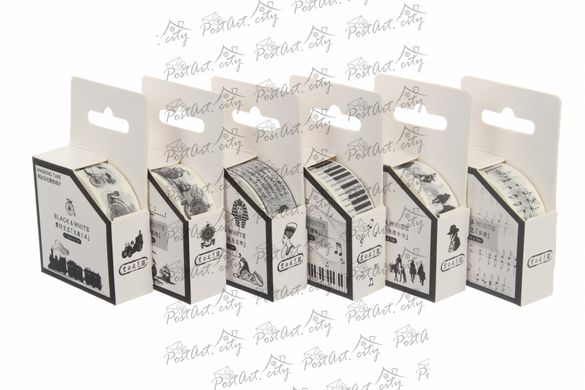 Set of 12 decorative adhesive tapes "Black and white"