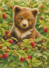 Postcard "Bear in raspberries"