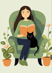 З чорним котом і книгою
