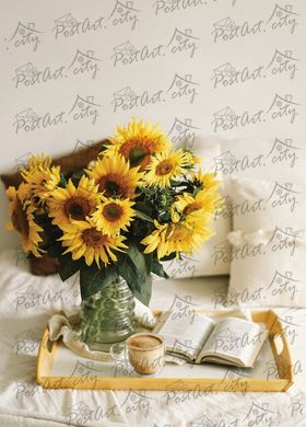 Coffee with sunflowers