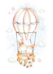 Bunnies on a hot air balloon