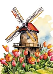 Windmill and tulips (1)