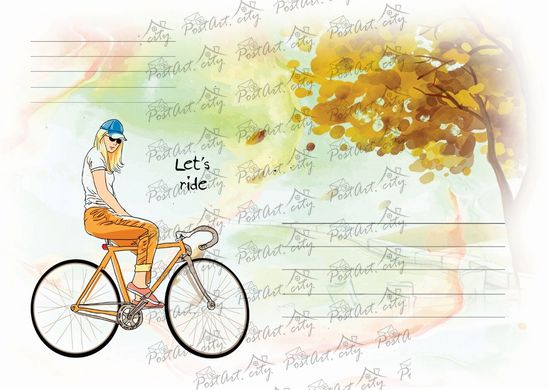 Envelope Girl on a bicycle