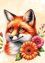 Fox in flowers (24-2)
