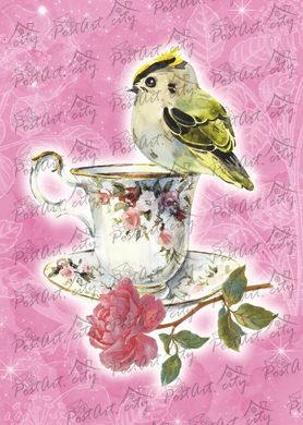 Little bird on a cup