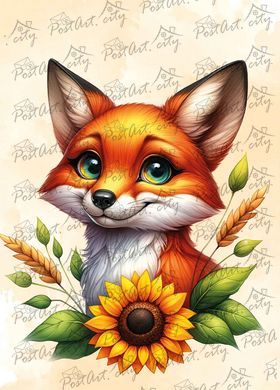 Fox in flowers (24-3)