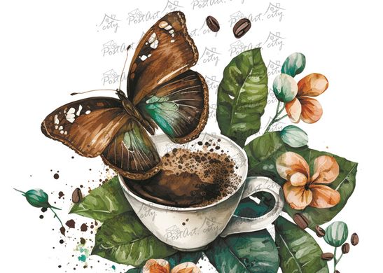 Coffee and a butterfly (23-3)