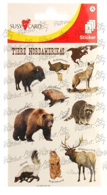 Stickers "Wild animals" (3 sheets), 8х12,5 cm
