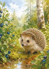 Postcard "Hedgehogs and Berries" (26-3)