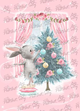Rabbit and Christmas tree