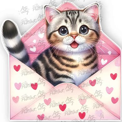 Figure postcard "Kitten in an envelope" (6)