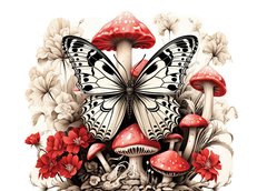 Mushrooms and butterflies (23-3)