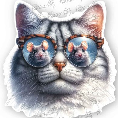 Фігурна листівка "Кіт в окулярах" (4)