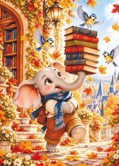 "Among Books" Postcard (26-3) (AI)