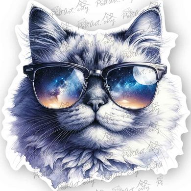 Фігурна листівка "Кіт в окулярах" (8)