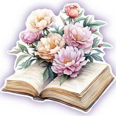 Фігурна листівка "Книга і квіти" (2)