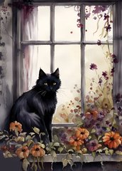 Cat on the windowsill (23-4)