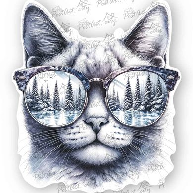 Фігурна листівка "Кіт в окулярах" (13)