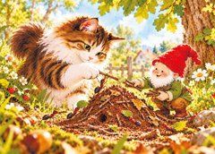 "Cat and Gnome" Postcard (26-3)