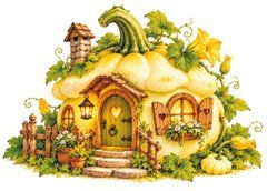 "Pumpkin Houses" Postcard (26-6)