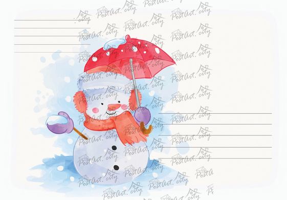 Envelope "Snowman with umbrella"