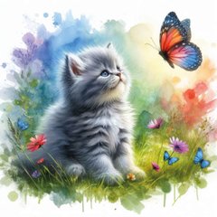 Kitten with a butterfly (1)